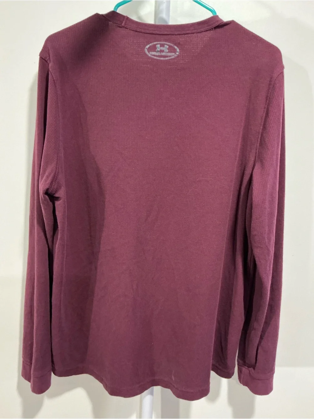 Under Armour Men's Long Sleeve Crew in Maroon with Black Logo